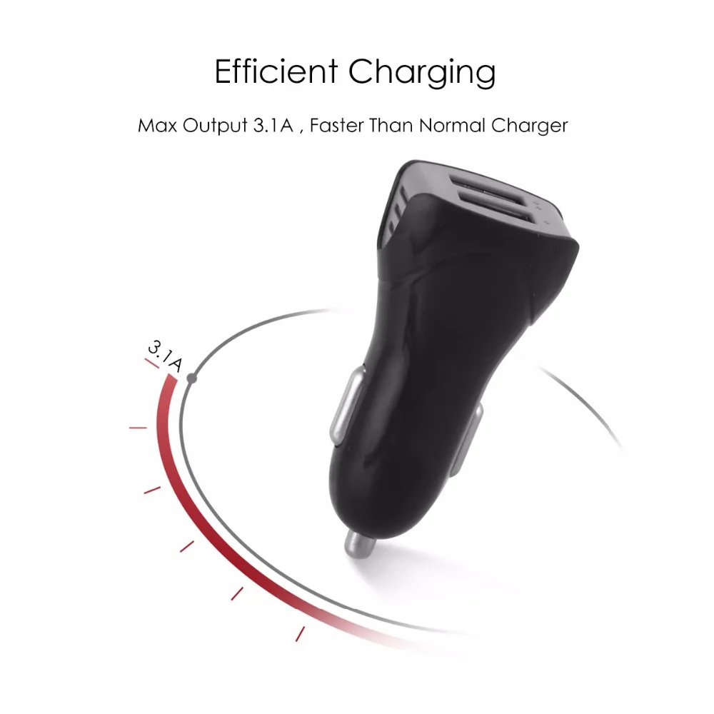 Портативное автомобильное зарядное устройство SOONHUA Dual USB со светодиодной