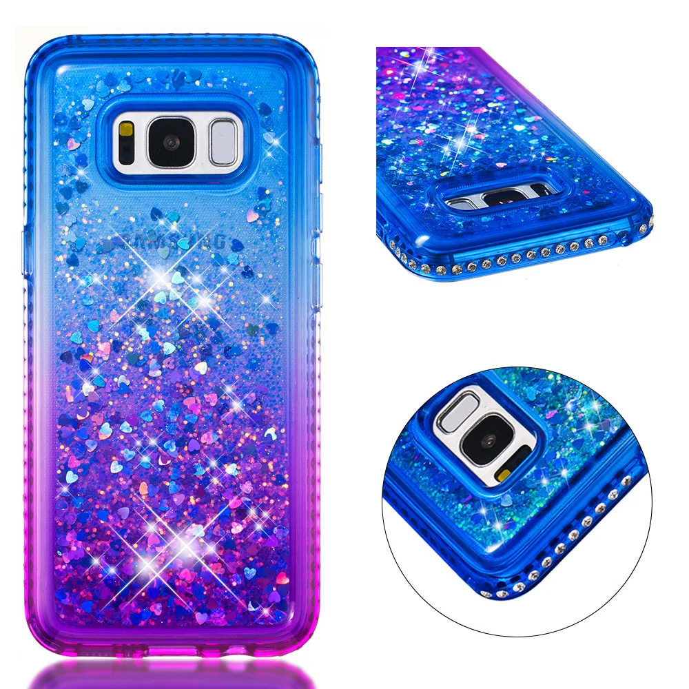 Для Samsung Galaxy S8 Plus S9 чехол силиконовый Блестящий градиент зыбучий песок мягкий TPU