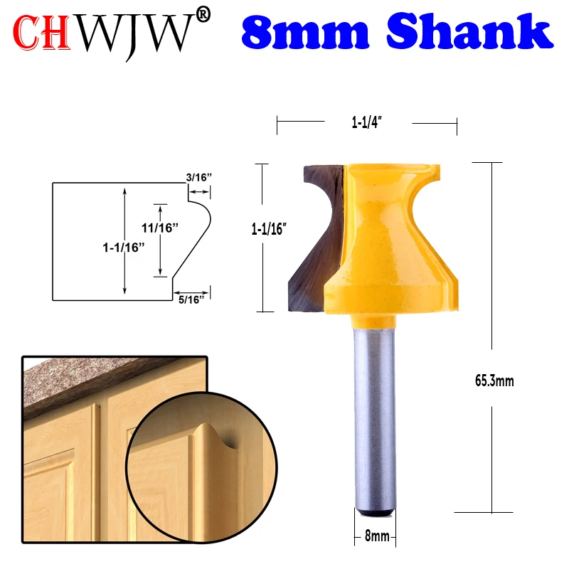 

CHWJW 1PC 8mm Shank Door Lip Finger Grip w/ 3/16" Radius Router Bit Trimming Wood Milling Cutter for Woodwork Cutter Power Tools