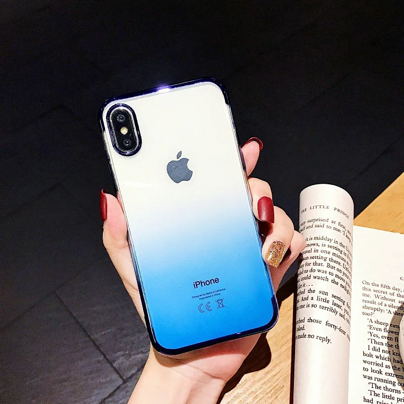 Прозрачный чехол градиентного цвета для iphone X XR XS Max 6 7 8 Plus прозрачный силиконовый