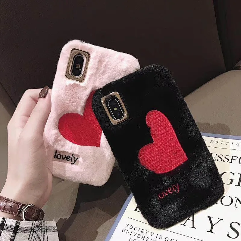 Fashion Winter Warm phone cover for iphone case 7 7plus 8 8plus soft TPU plush back iphone6 6s 6plus X XS MAX XR Love |
