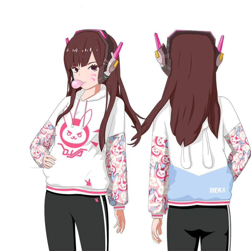 Аниме игра Ow D. Va фигурка Косплей толстовки с капюшоном топы Спортивная одежда