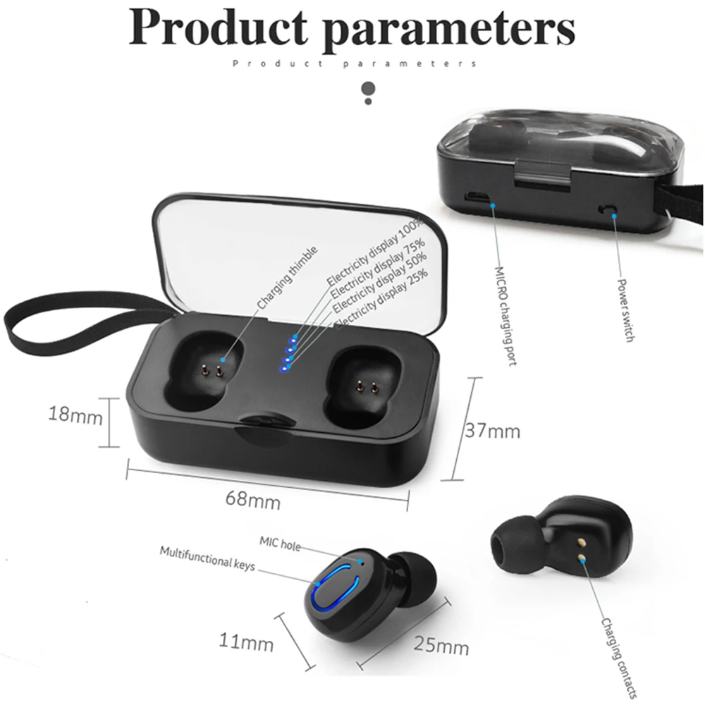 VAORLO TWS Bluetooth 5 0 наушники в ухо двойной микрофон истинные беспроводные 3D стерео