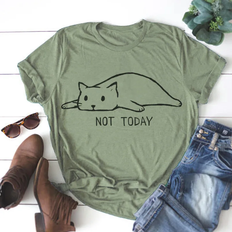 Женская футболка с коротким рукавом Not Today хлопковая Повседневная Свободная
