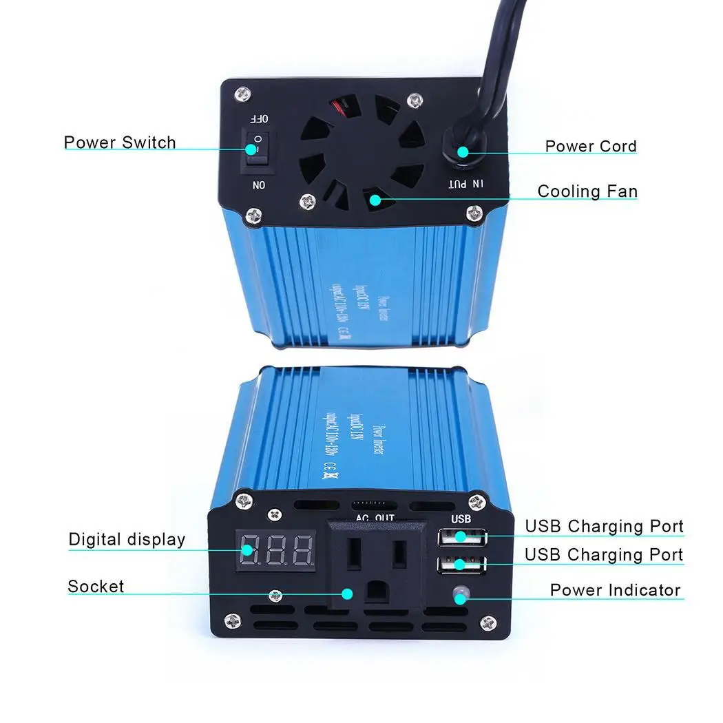 400 Вт двойной USB автомобильный инвертор бытовой DC 5V 2.1A/DC 1A 603Hz/503Hz 800W 12V автомобиль
