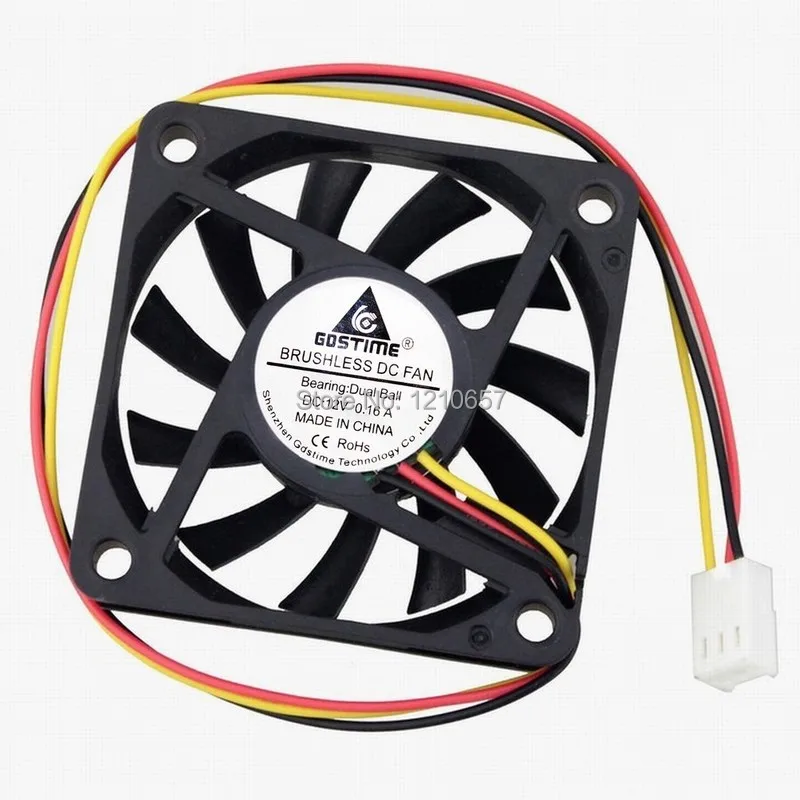 50 PCS LOT Gdstime DC Computer CPU Cooling Fan Ball Bearing 6cm 60mm x 10mm 12V 3Pin