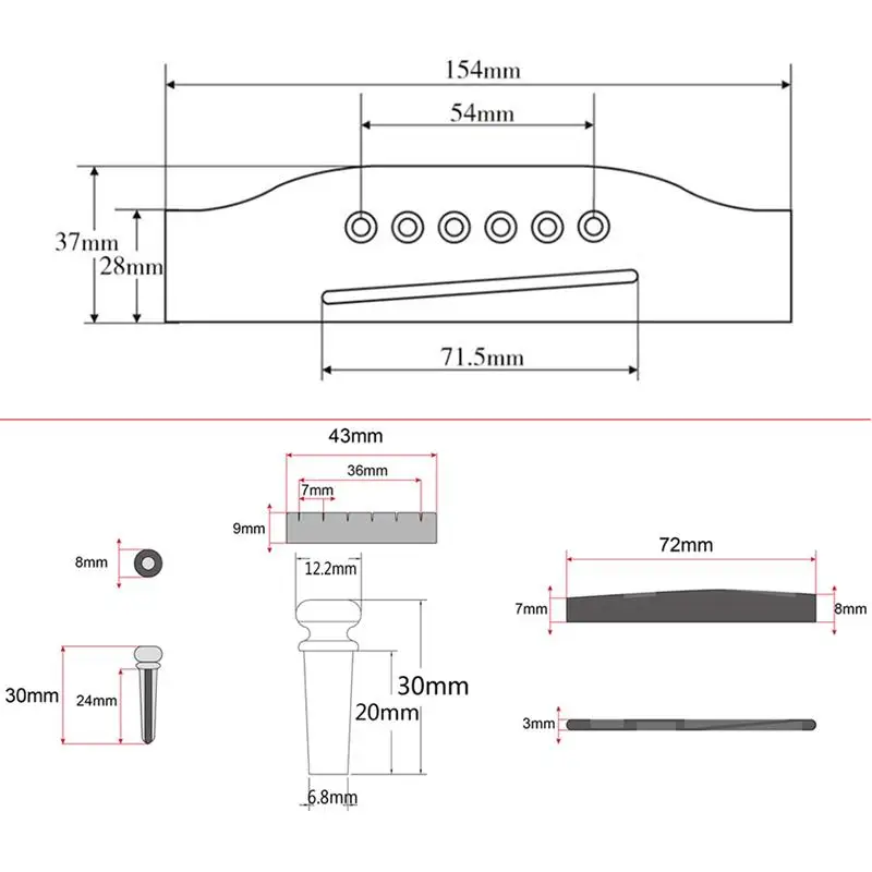 1 комплект седло и Гайка гитара мост 1G06 практическая Замена палисандр