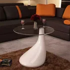 Кофейный столик с круглой стеклянной столешницей, высокий глянцевый белый кофейный столик, домашняя мебель, современный дизайн, креативный кофейный столик с грибами