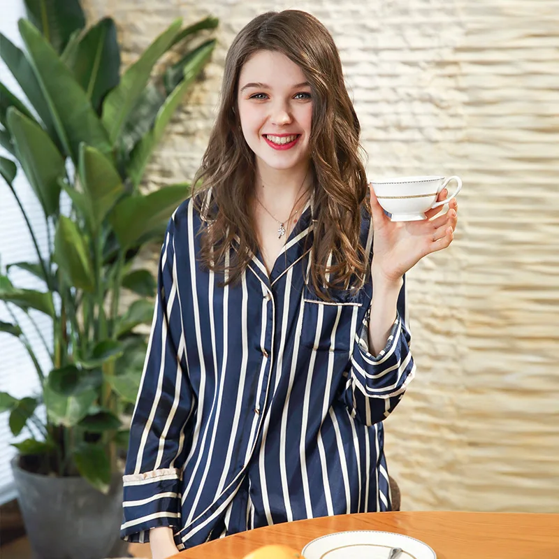 Пижамы женские шелковые пижамы Ms. сезонные брюки с длинными рукавами домашний