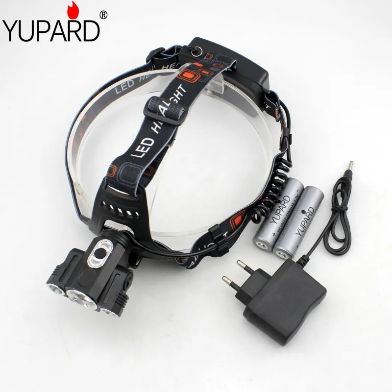 YUPARD Кемпинг Рыбалка XM-L T6 LED + 2 * Q5 светодиодный налобный фонарь для велосипеда