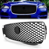 front grille upper mesh grill for jaguar xe 2015 2016 2017 2018 auto car abs accessories black chrome with emblem