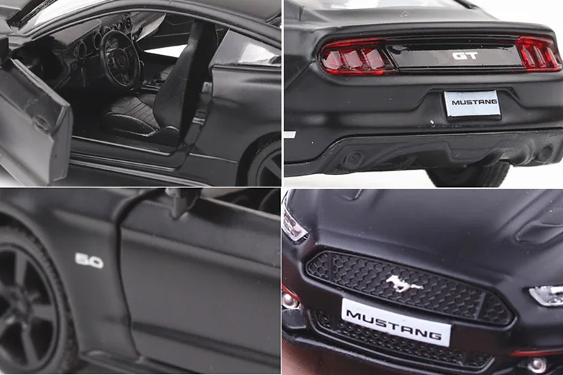 1:36 сплав Матовый Черный Ford Mustang Тяговый ретро автомобиль игрушечный