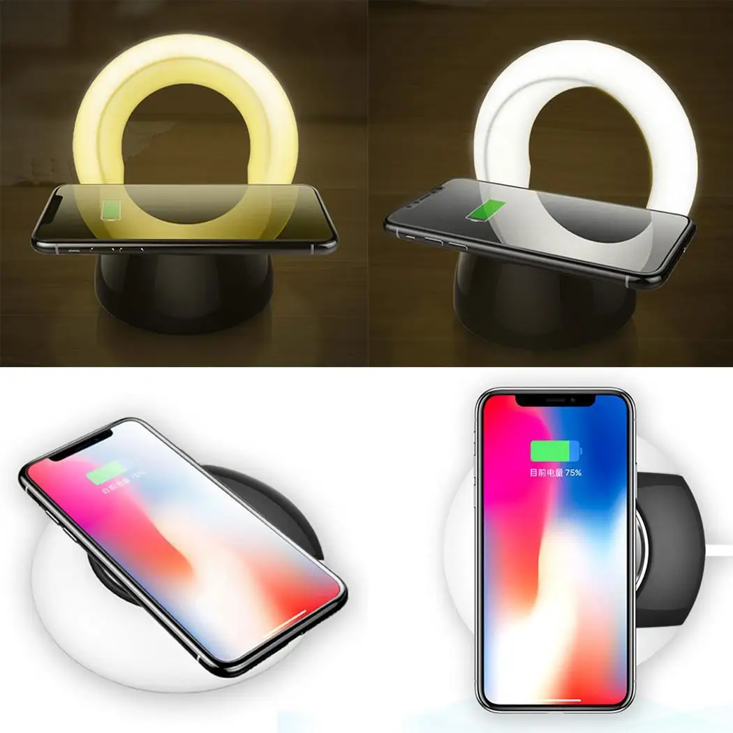 QI Беспроводное зарядное устройство умная Ночная подсветка для IPhone X/8 мобильного