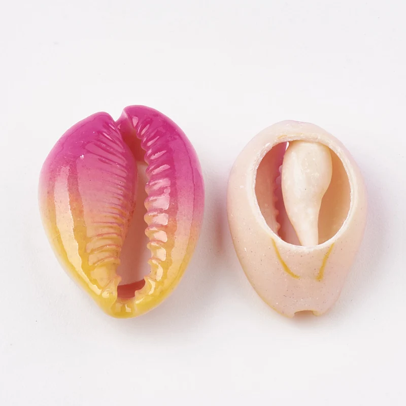 10 шт. бусины из ракушек Cowrie с принтом незасверленные для изготовления ювелирных