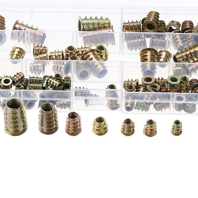 

100Pcs/box Color Zinc Plated Bolt Nuts Fastener Furniture Connector Hex Socket Drive Threaded Insert Nut for DIY Home Working