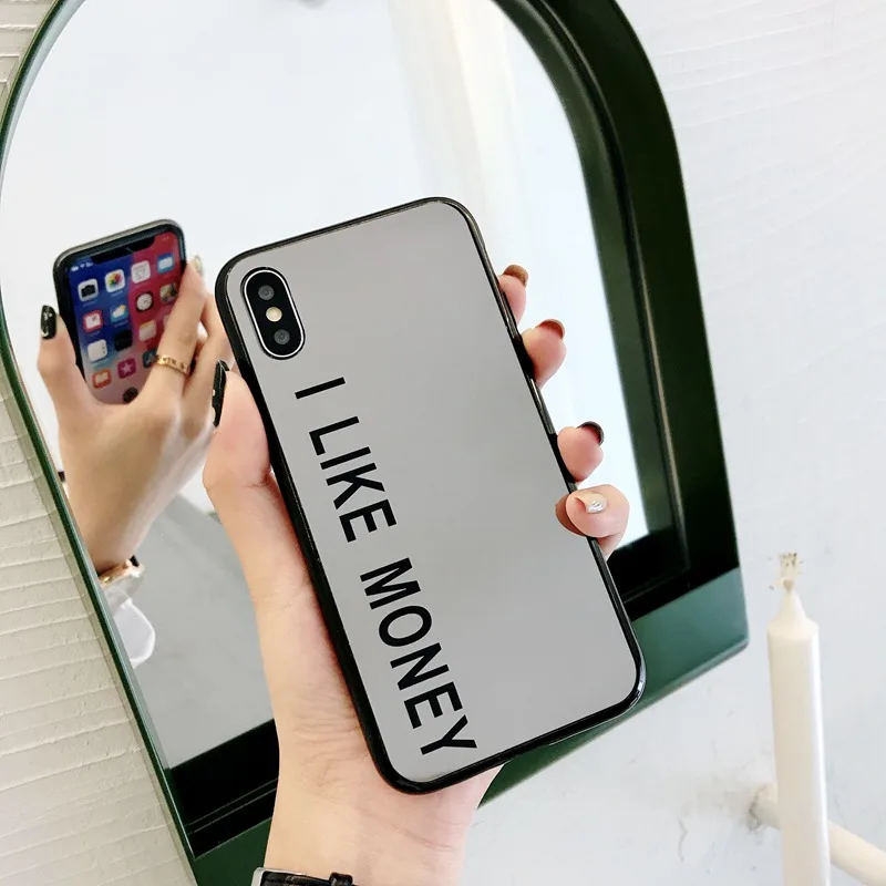 STROLLIFE Candy Color Phone Case for iPhone X XS Max XR Mirror Surface Cover IPhone 8 6s 7 Plus Letters I Like Money Shell |