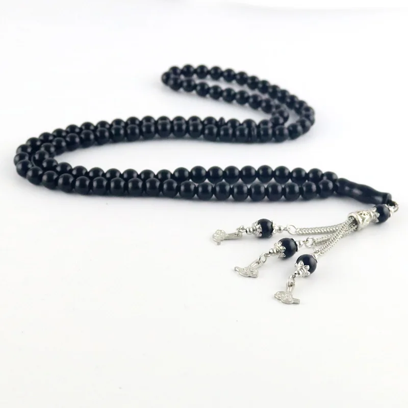 8 мм браслет из бисера черный мусульманский Tesbih Tasbih молитвенные бусины 99 бусин