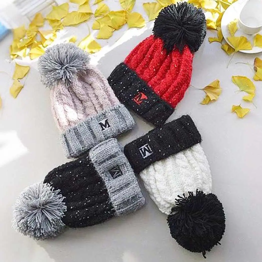 Детские зимние теплые мягкие вязаные удобные шапки для мальчиков и девочек