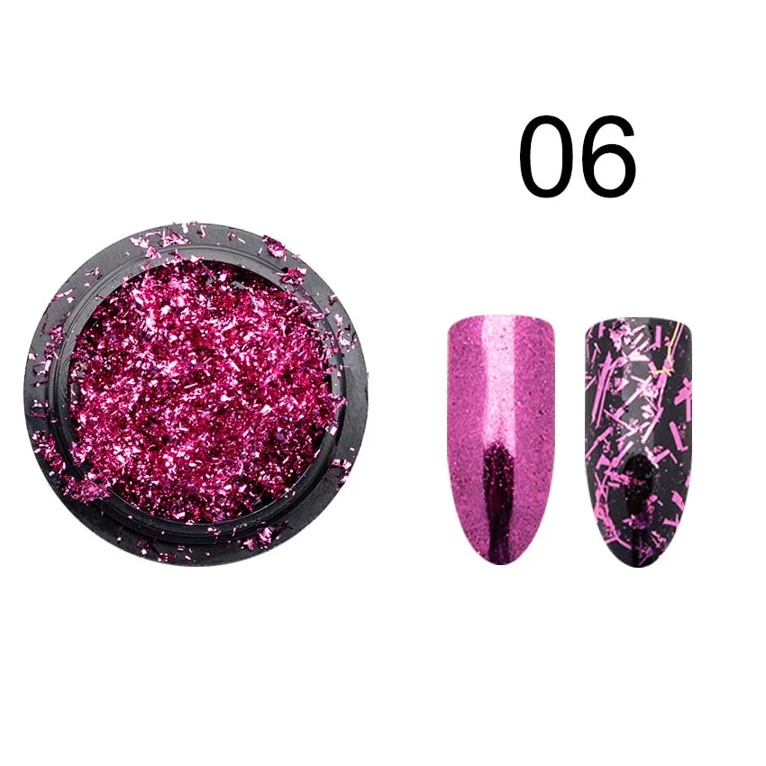 6 цветов алюминиевая фольга металлическая проволока хлопья Блестки для ногтей