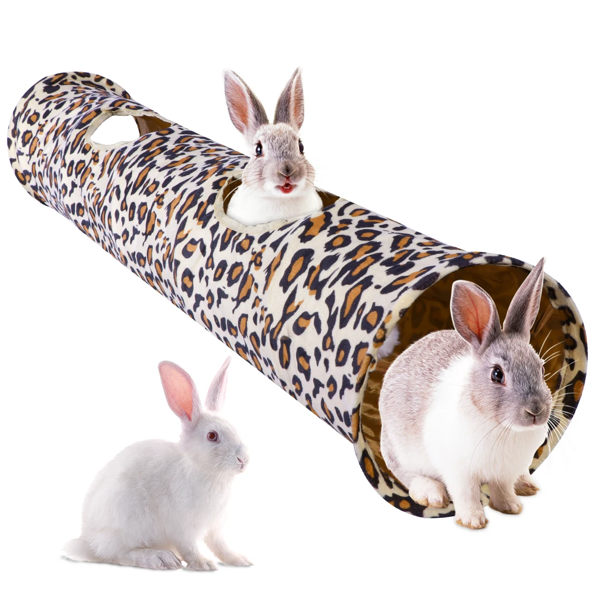 

Pet Tunnel Leopard Print Pet Rabbit Play Tunnel Collapsible Tunnel Space-Saving Nontoxic Toys for Dogs Cat Rabbits 120x250 cm
