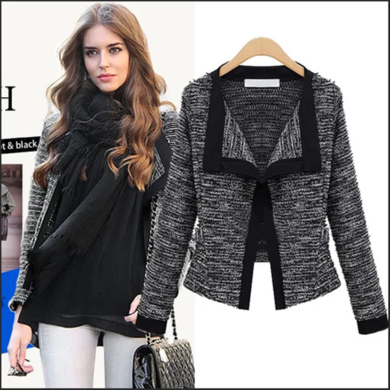 Осенние элегантные женские блейзеры с V образным вырезом и длинным рукавом