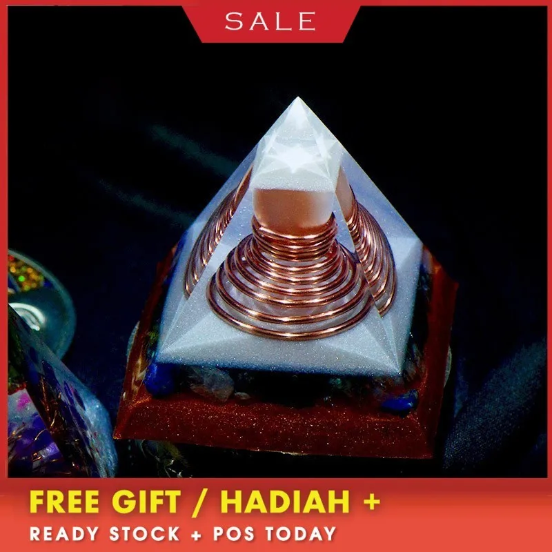 AURA REIKI Orgonite Six-pointed Reiki Pyramid Change Family Contradiction Bring Lucky Crystal Resin Pyramid Chakra Decoration