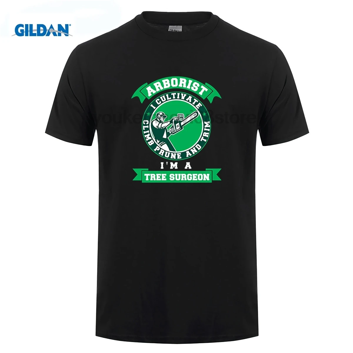 GILDAN хлопковая Футболка с круглым вырезом и принтом Arborist I cultiate climb prune and trim Im a tree
