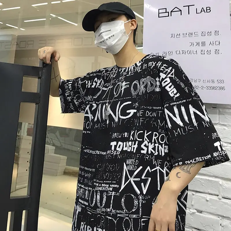 Пара футболка корейский 2019 Новый Harajuku Топ женские белые футболки с буквенным