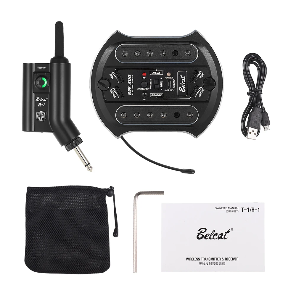 Belcat SW400 + R1 UHF Акустическая гитара звуковое отверстие звукосниматель Беспроводная