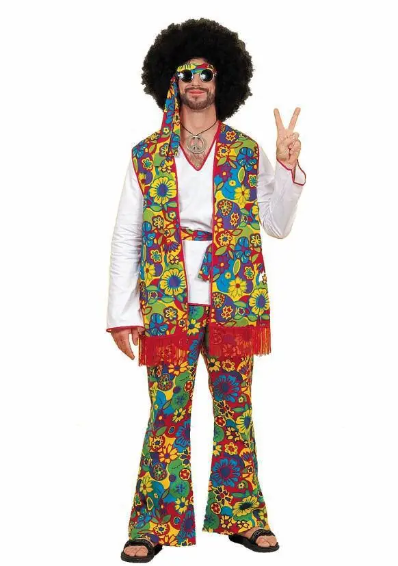 

Adult Mans 60s 70s Retro Party Hippie Costume Halloween Disco Fancy Dress