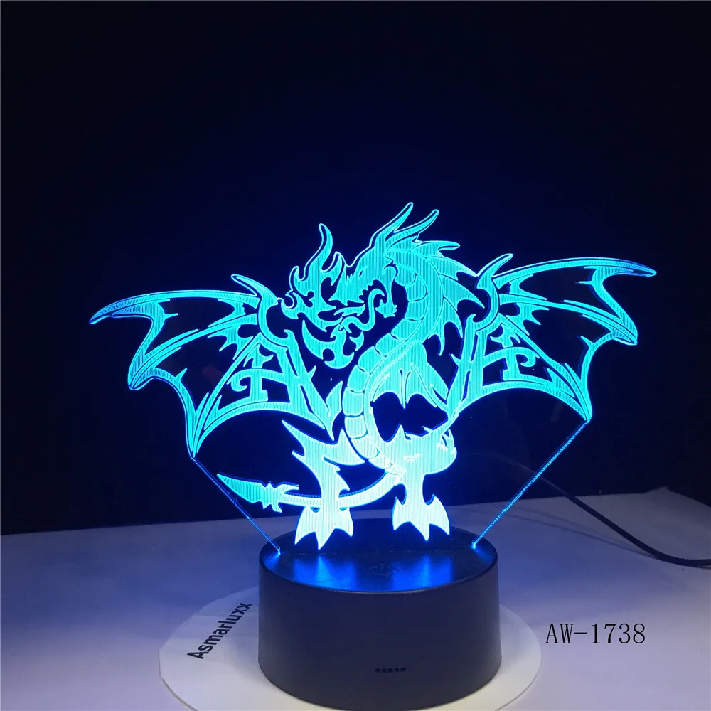 

Fire Dragon 3d Led Light 7 Colors Night Lamp For Kid Gift Touch Led Usb Table Lampara Lampe Baby Sleeping Nightlight AW-1738