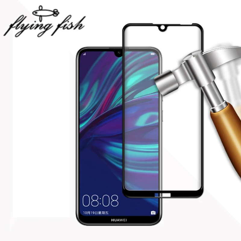 Чехол на huawei Y6 2019 Защитное стекло для экрана полное покрытие армированное