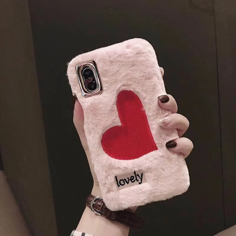 Fashion Winter Warm phone cover for iphone case 7 7plus 8 8plus soft TPU plush back iphone6 6s 6plus X XS MAX XR Love |