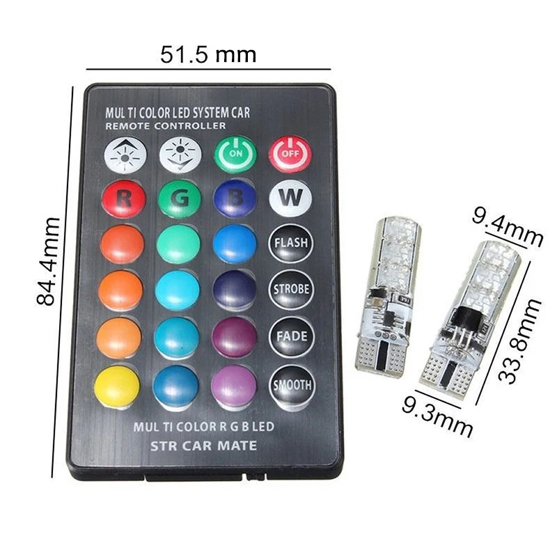 Автомобильные аксессуары T10 W5W ABS светодиодные фары RGB с пультом дистанционного