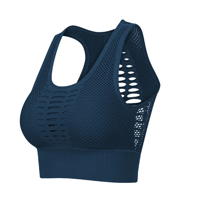 Бесшовный спортивный бюстгальтер для фитнеса женский укороченный топ бега Racerback