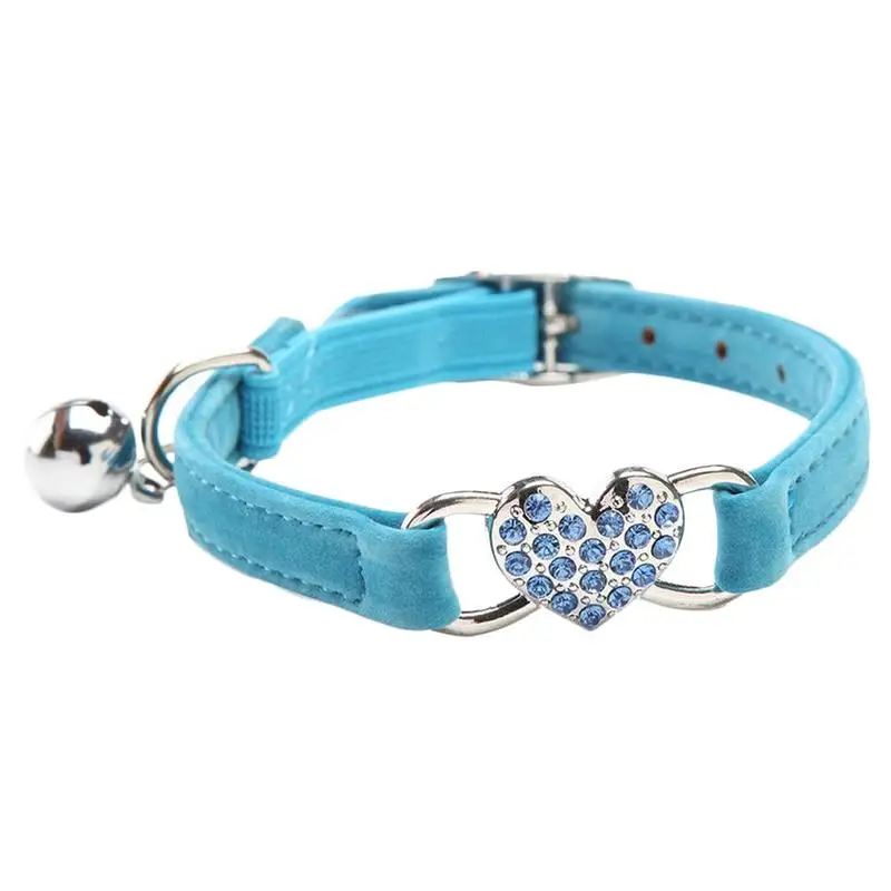 Adjustable Buckle Pet Collar 30x1cm Peach Heart Rhinestone With Bell Small Dog Cat Decoration Supplie Accessories | Дом и сад