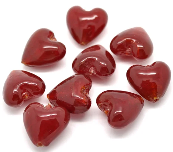 DoreenBeads темно красные стеклянные бусины с сердечками 20x20 мм (3/4 &quotx3/4&quot) продаются в
