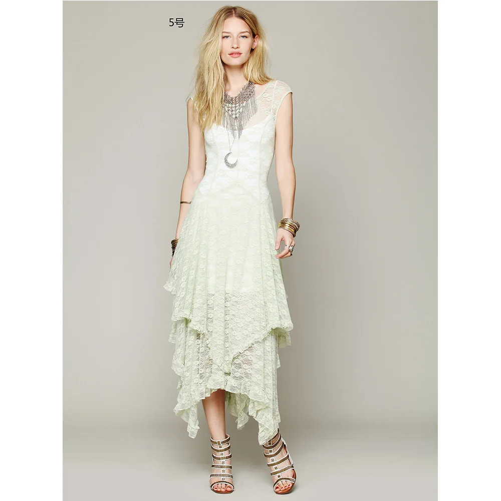 Wipalo 2019 Ladies Tiered Flared Asymmtrical Lace DressElegant Sleeveless Evening Party Dress Casual Solid Maxi Club Vestidos | Женская