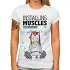 Женская футболка с забавными мышцами, белая Повседневная футболка jollypeach, каваи, с милым единорогом, для тяжелой атлетики