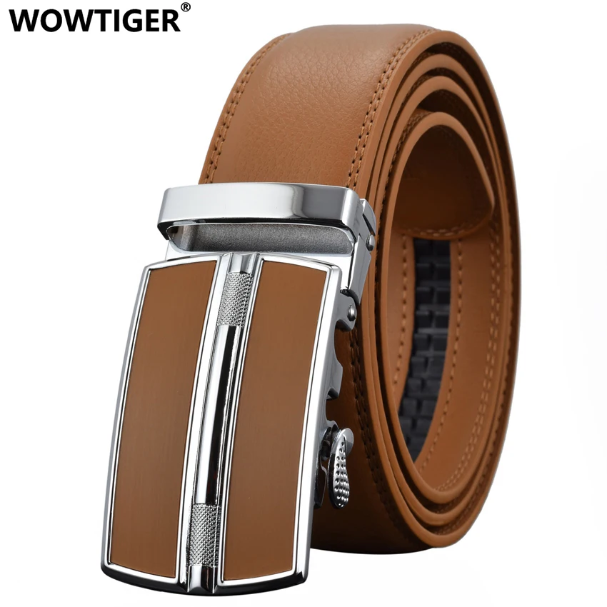 Ремень WOWTIGER мужской кожаный Модный Роскошный дизайнерский пояс с автоматической