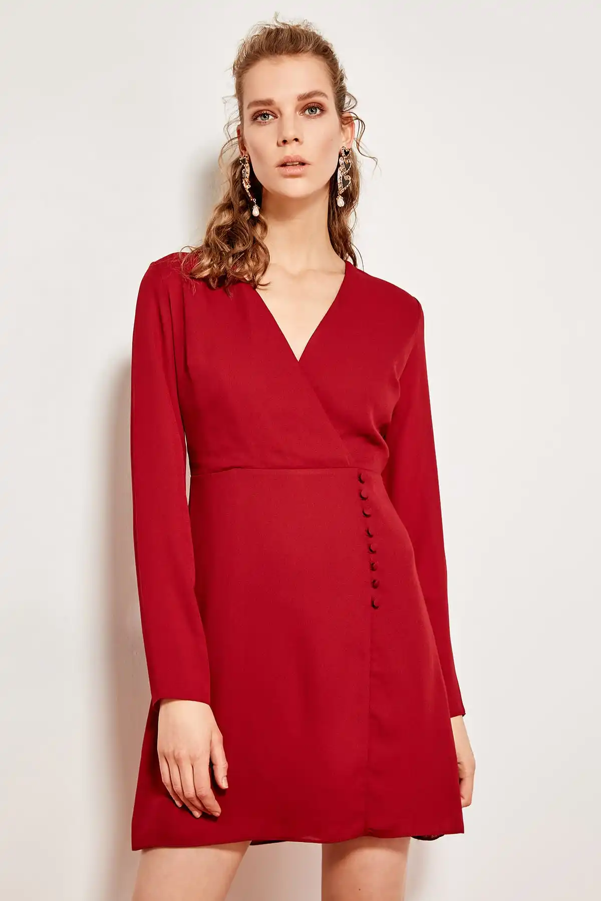 Trendyol Бордовое платье с пуговицами TOFSS19LJ0040|Женские платья| |