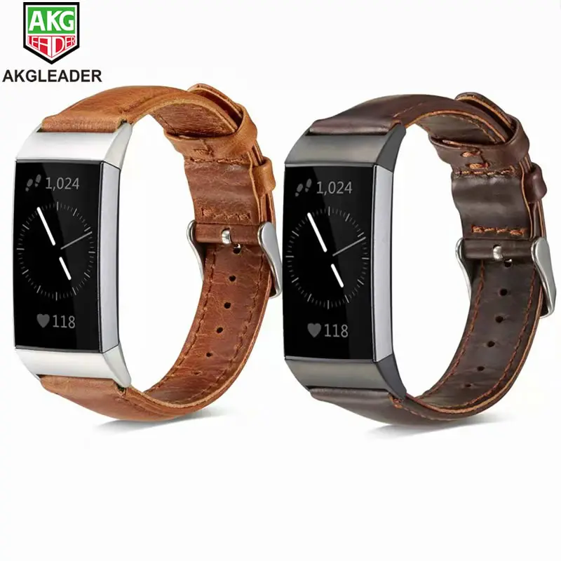 For Fitbit Charge 3 Genuine Leather Band Vintage Strap Men Wonwen Wristband 2 /Charge SE Smart Bracelet | Наручные часы
