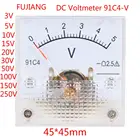 Индикатор напряжения 0-50 в, 5 В, 10 в, 15 в, 20 в, 30 В, 100 в, 150 в, 250 В постоянного тока, 0-100 в, аналоговая панель, измеритель напряжения, измеритель погрешности 91C4 2.5%