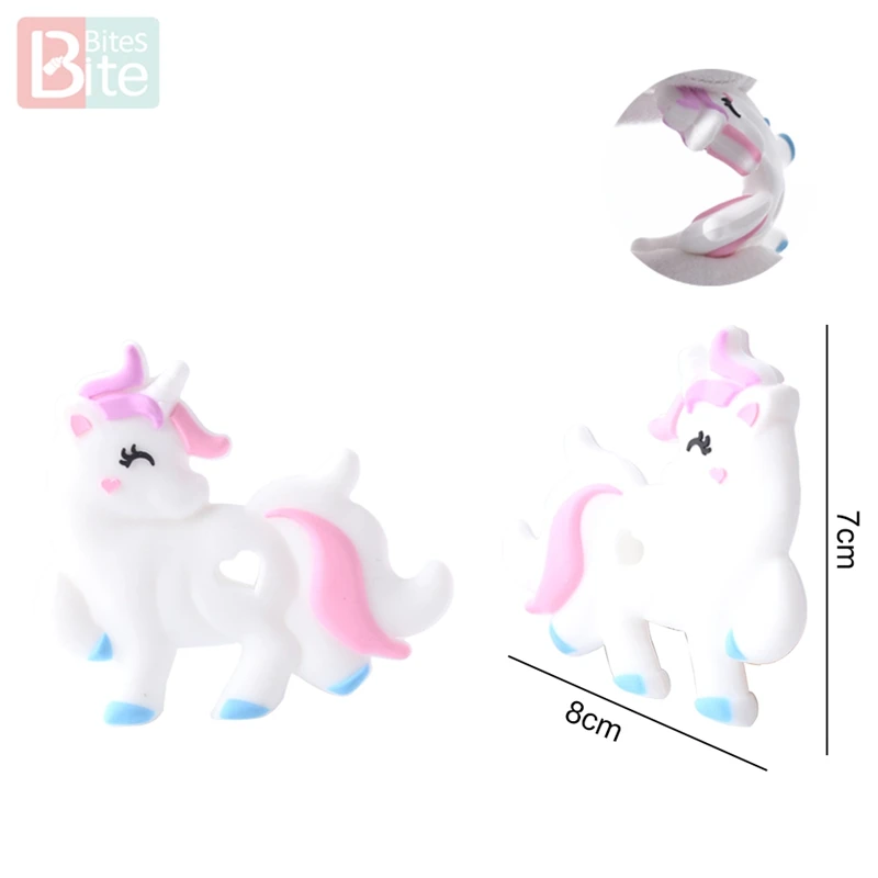Bite Bites 1pc Silicone Teether Unicorn Food Grade Silicone Rodent Baby Chews Tiny Rod Baby Goods BPA Free Cartoon Baby Teether