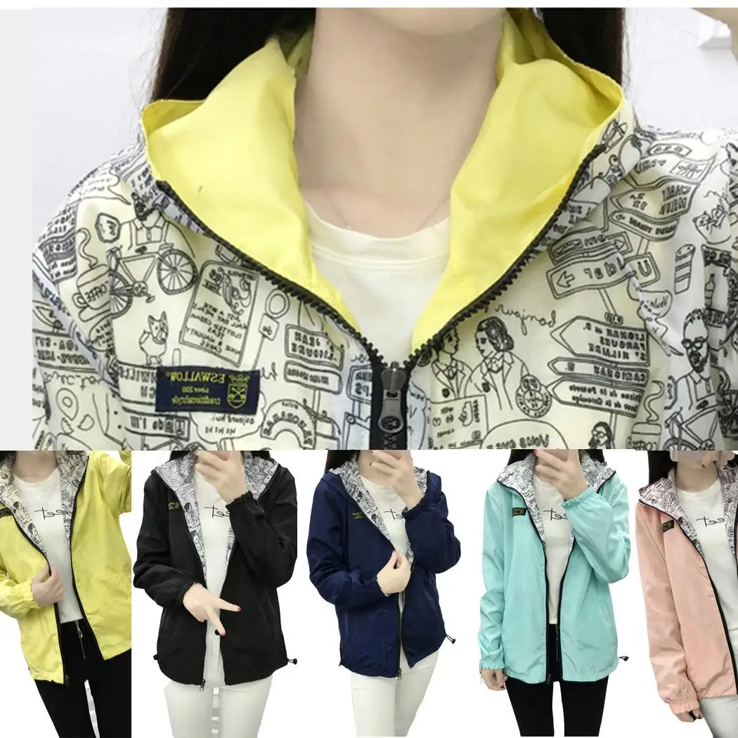 Women Fashion Casual Solid Double Side Zip Hooded Long Regular Sleeve Autumn/Spring Jackets Coat | Женская одежда
