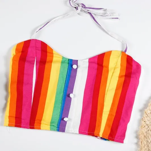 Женский Повседневный Топ в полоску шорты с эластичной резинкой на талии летний