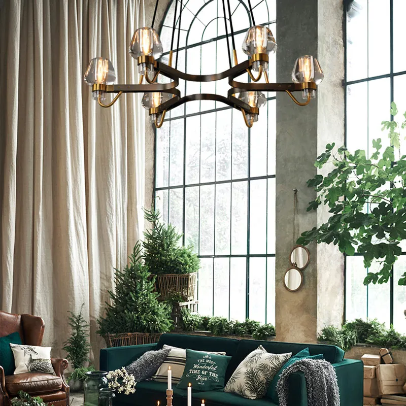 K9 Хрустальная люстра Lustre лофт большая Vintag Led гостиная люстры ресторан шнур