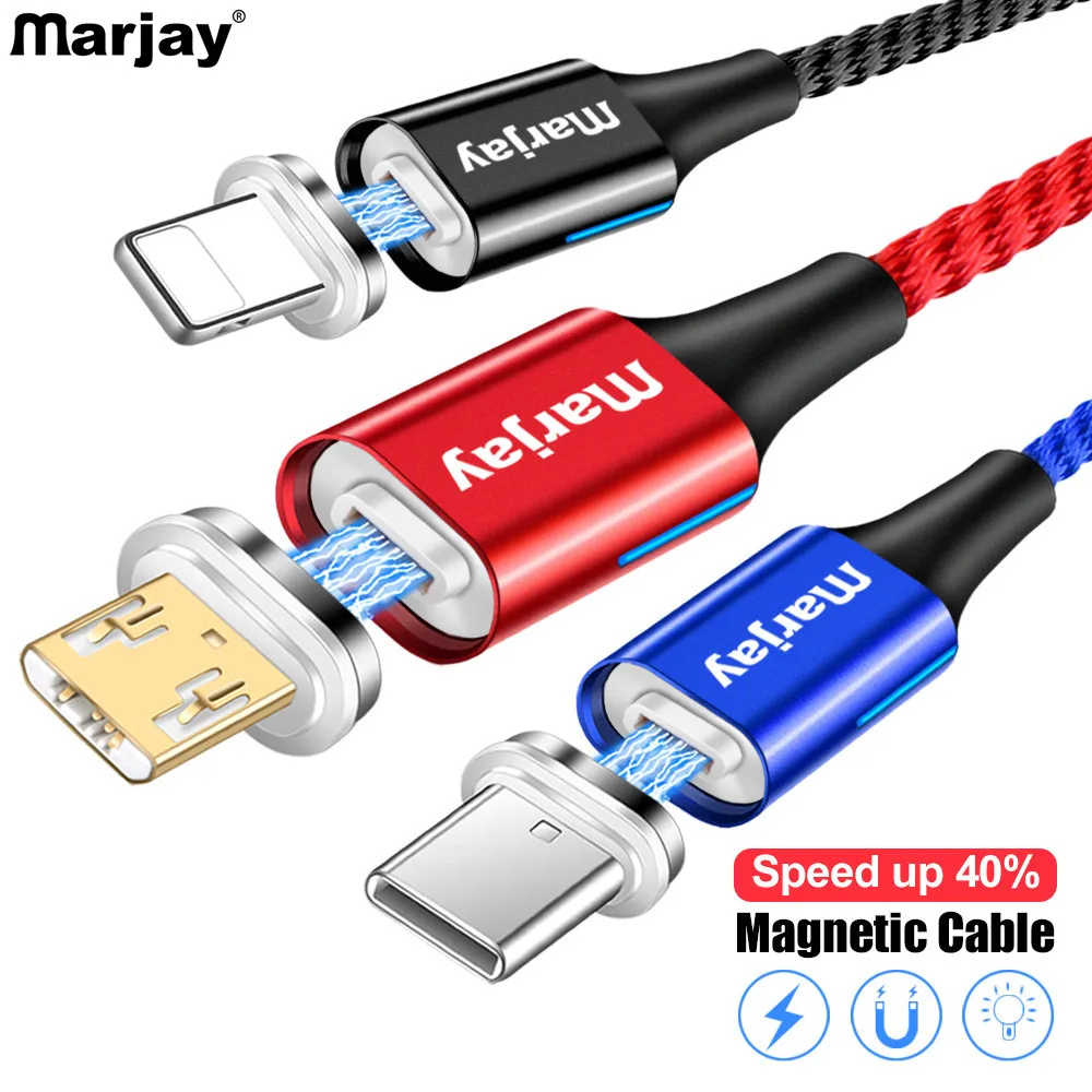 Магнитный кабель Micro USB Marjay Type C 1 м для быстрой зарядки iPhone Samsung Xiaomi кабели