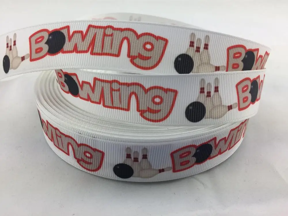 50yards 7/8&quot 1&quot 1.5&quot 2&quot 3&quot 22mm 25mm 38mm 50mm 75mm Bowling printed grosgrain ribbon party gift decoration diy crafts supply |