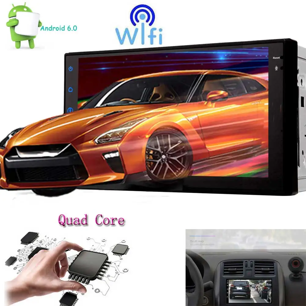 Android 6.0 Quad Core Car Radio Stereo 1G+16G 7&quot 2din Capacitive TouchScreen HD GPS Navigation Bluetooth USB SD Player Universal |